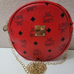 Red Round Crossbody Bag | Gold Chain Statement Purse | Mini Circle